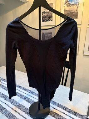 American Apparel Black Long Sleeve Scoop Neck Bodysuit